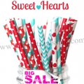 250pcs SWEET HEARTS Paper Straws Mixed 250pcs SWEET HEARTS Paper Straws Mixed