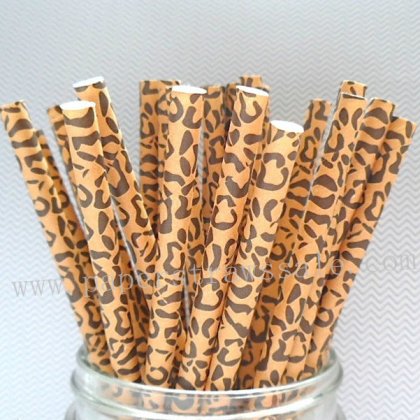Cheetah Print Paper Straws 500pcs [animalstraws004]