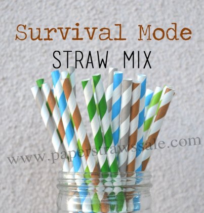 250pcs Survival Mode Theme Paper Straws Mixed [themedstraws020]