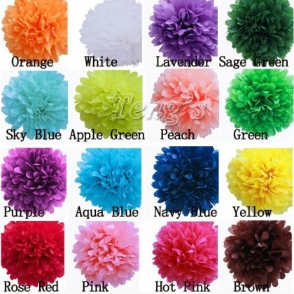 14" Pom Pom Tissue 160pcs Mixed 16 Colors [pomtissue14001]