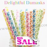 250pcs DELIGHTFUL DAMASKS Paper Straws Mixed