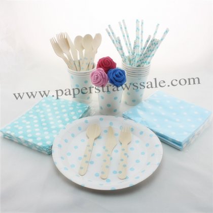 193 pieces/lot Party Tableware Kit Green Polka Dot [tablewareset019]