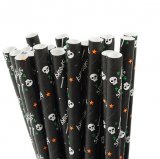 Halloween Orange Star White Skull Spooky Paper Straws 500 pcs