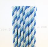 Blue and Light Blue Striped Paper Straws 500pcs