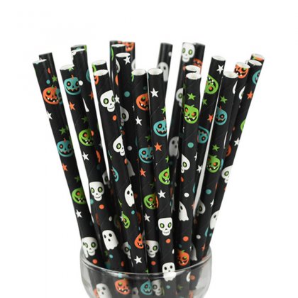 Halloween Colored Ghost Pumpkin Skull Paper Straws 500 pcs