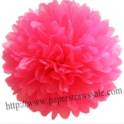 8" and 14" Fuchsia Paper Pom Pom Tissue 20pcs