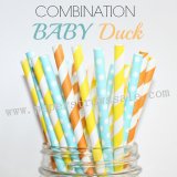 300pcs BABY DUCK Paper Straws Mixed