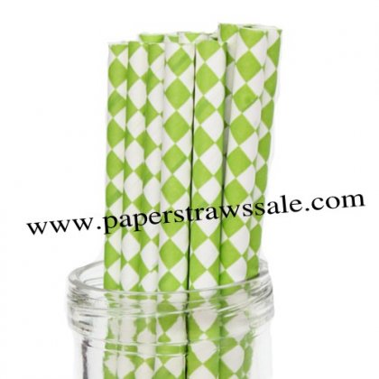 Lime Green Harlequin Diamond Paper Straws 500pcs [hdpaperstraws006]