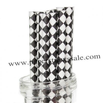 Black Harlequin Diamond Paper Straws 500pcs