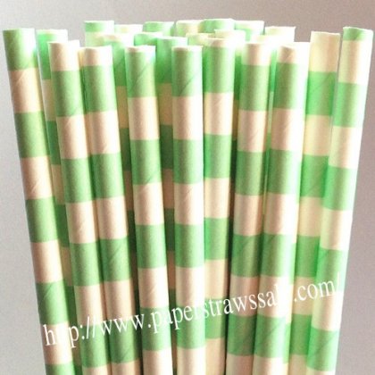 Mint Green Circle Stripe Paper Straws 500pcs [sspaperstraws010]