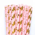 100 Pcs/Box Mixed Metallic Gold Foil Light Pink Paper Straws