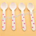 Hot Pink Polka Dot Print Wooden Spoons 100pcs