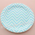 9" Round Paper Plates Blue Chevron 60pcs