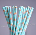 Light Blue Happy Birthday Cake Paper Straws 500pcs