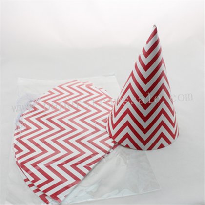 48pcs Red Chevron Paper Party Hats