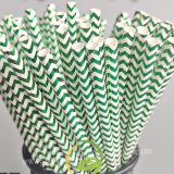 Metallic Green Foil Chevron Paper Straws 500 pcs