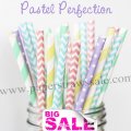 250pcs PASTEL PERFECTION Themed Paper Straws Mixed