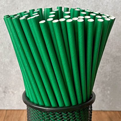 Plain Solid Deep Forest Kelly Green Paper Straws 500 Pcs