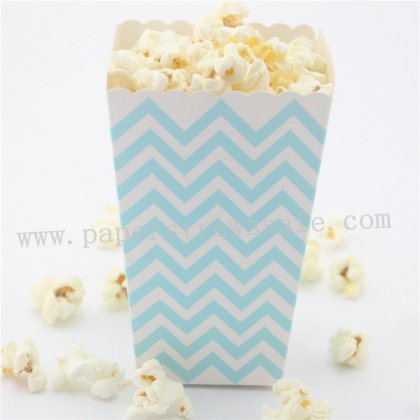 Light Blue Chevron Paper Popcorn Boxes 36pcs [popcornboxes004]