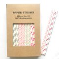 100 Pcs/Box Mixed Hot Pink Silver Sugar Spice Paper Straws