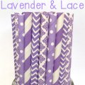 100 Pcs/Box Mixed Lilac Lavender Lace Paper Straws