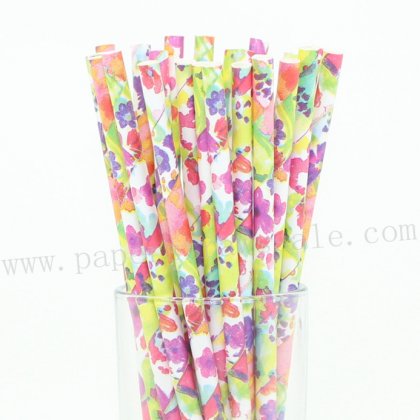 Exclusive Watercolor Floral Paper Straws 500pcs [fpaperstraws013]