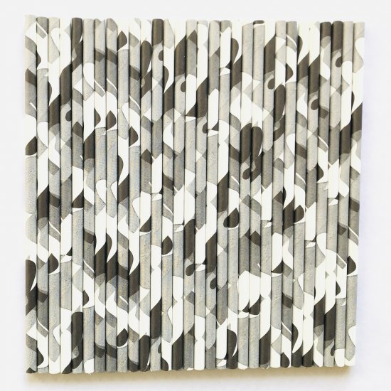 Camouflage Grey Gray Black Camo Paper Straws 500 Pcs - Click Image to Close