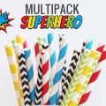 100 Pcs/Box Mixed Superhero Party Paper Straws