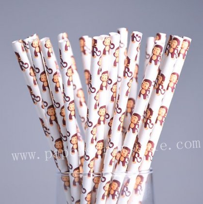 Cute Doll Toy Little Monkey Paper Straws 500pcs [npaperstraws128]