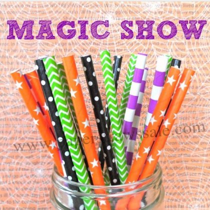 200pcs Magic Show Harry Potte Mixed Paper Straws [themedstraws002]