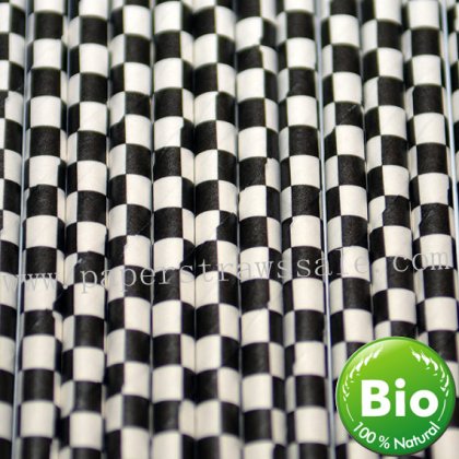 Black and White Checker Paper Straws 500pcs [chepaperstraws009]