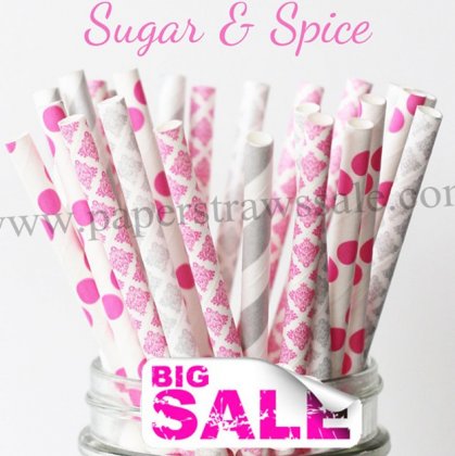 200pcs SUGAR & SPICE Paper Straws Mixed