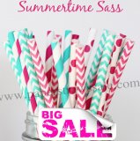 250pcs SUMMERTIME SASS Themed Paper Straws Mixed