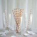 Metallic Foil Rose Gold Stripe Paper Straws Clearance