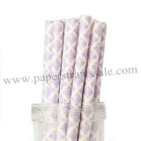 Lilac Damask Party Paper Straws 500pcs