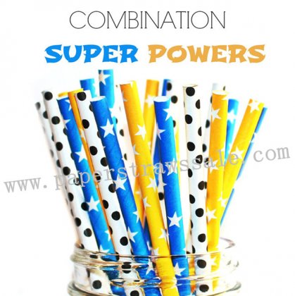 300pcs SUPER POWERS Paper Straws Mixed