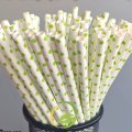 White With Lime Green Swiss Dot Paper Straws 500 Pcs