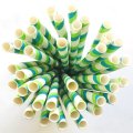 Green Teal Blue Double Stripe Paper Straws 500pcs