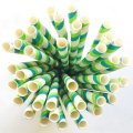 Green Teal Blue Double Stripe Paper Straws 500pcs