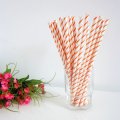 Paper Drinking Straws Printed Orange Thin Stripe 500pcs