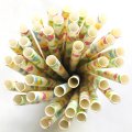 Blue Pink Yellow Flower Green Leaf Paper Straws 500 pcs