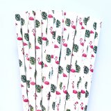 Hawaiian Monstera Leaf Flamingo Paper Straws 500 Pcs