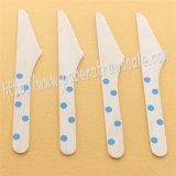 Wooden Knives with Blue Polka Dot Print 100pcs