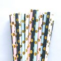100 Pcs/Box Mixed Metallic Gold Foil Dot Colored Paper Straws