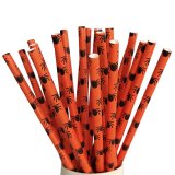 Halloween Party Black Spider Orange Paper Straws 500 Pcs