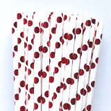 Metallic Foil Red Polka Dot Paper Straws 500 Pcs