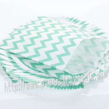 Aqua Thin Chevron Paper Favor Bags 400pcs [pfbags059]