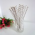 White Paper Straws Black Tiny Polka Dot 500pcs