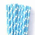 White Polka Dot Blue Paper Straws 500 Pcs