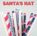 100 Pcs/Box Mixed Christmas Santa's Hat Paper Straws